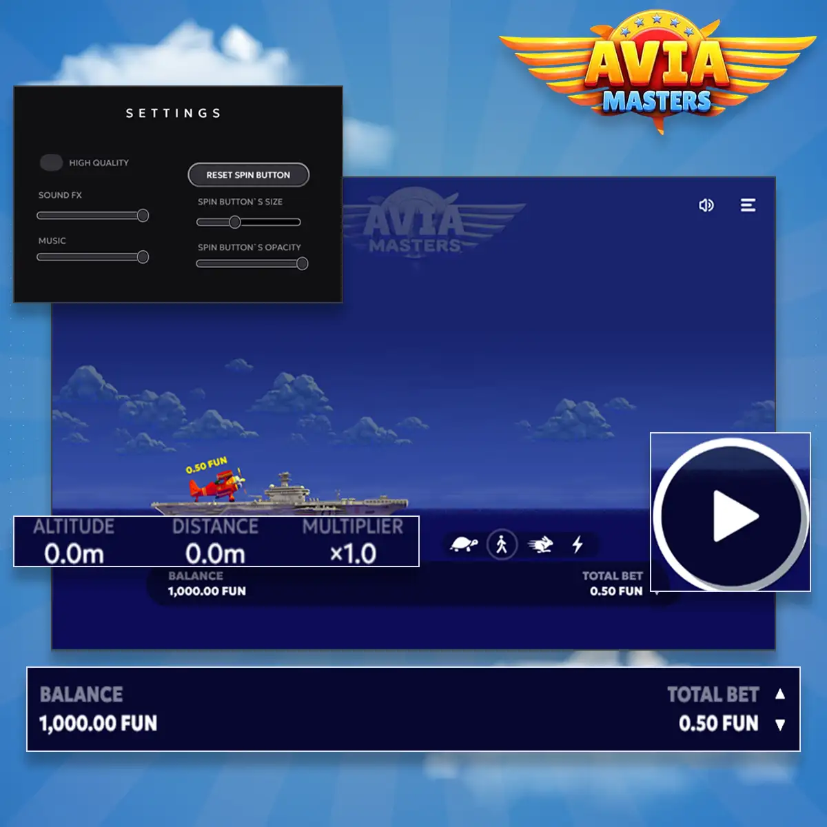 Information about the interface and design in the game Avia Master